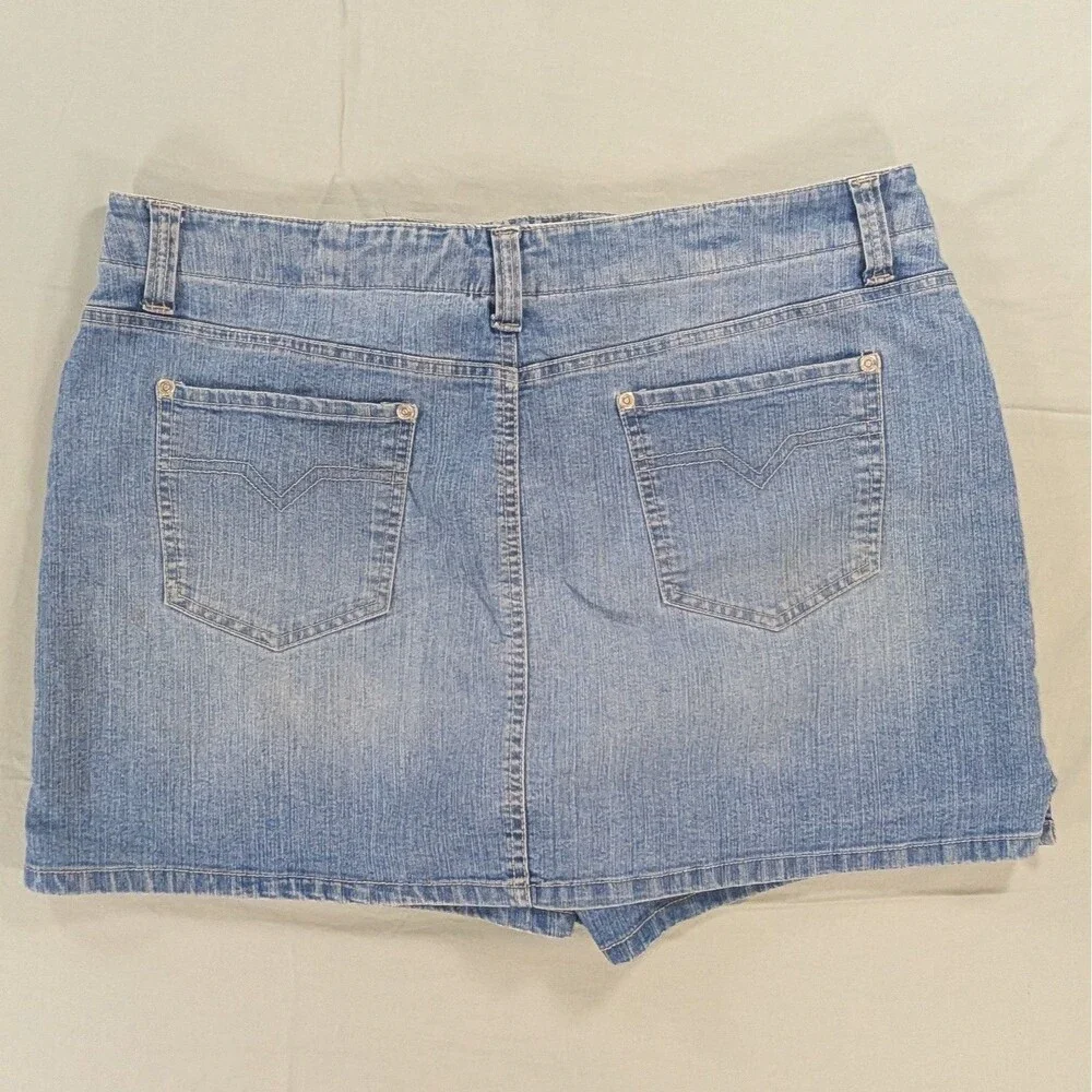 Denim Skort Mini XL Blue Pockets